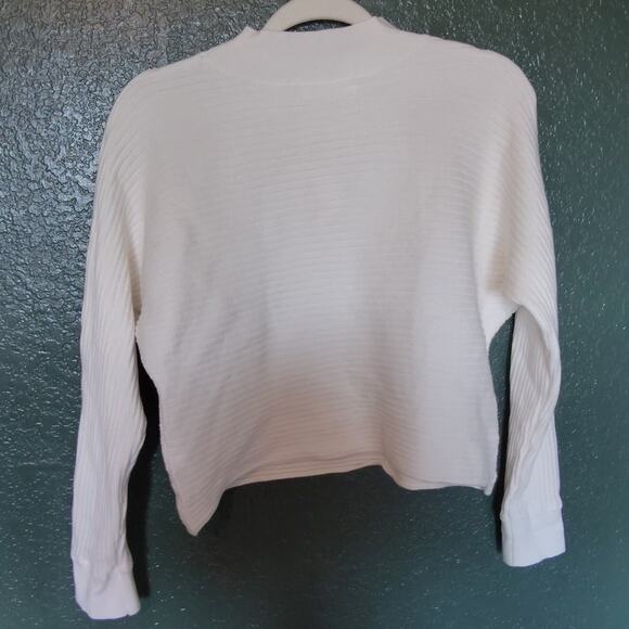 *NWT* ANRABESS Women's Cropped Crewneck Sweater Long Sleeve in Cream Size Small - Picture 6 of 6
